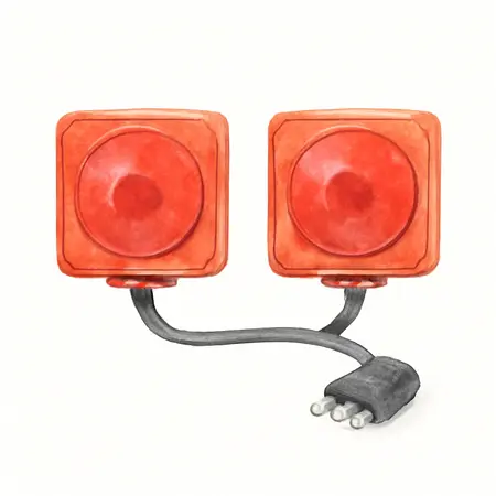 Water color illustrative image of a generic 12V LED Trailer Light Kit