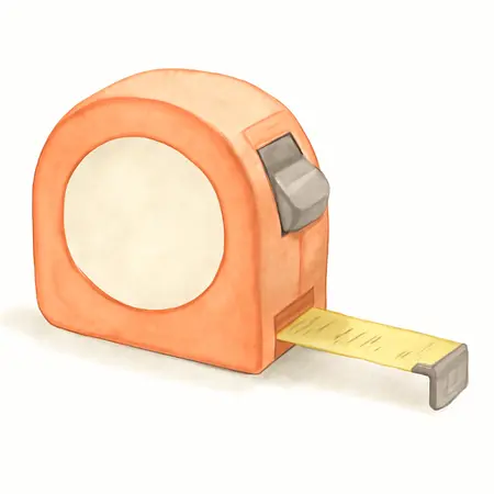 Water color illustrative image of a generic 12 ft. x 1/2 in. QuikFind Tape Measure with ABS Casing