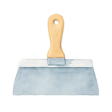 Water color illustrative image of a generic 12 in.  Blue Steel Taping Knife