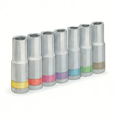 Water color illustrative image of a generic 1/2 in. Drive Metric Color Coded Deep Socket Set, 10 Piece