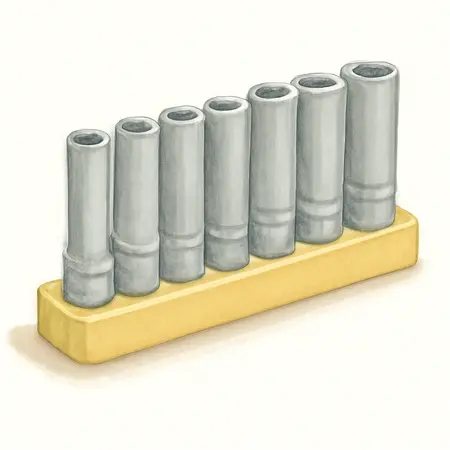 Water color illustrative image of a generic 1/2 in. Drive Metric High Visibility Deep Socket Set, 10 Piece