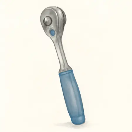 Water color illustrative image of a generic 1/2 in.  Drive Professional Flex Head Ratchet with Comfort Grip