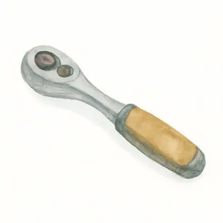 Water color illustrative image of a generic 1/2 in. Drive Professional Low-Profile Ratchet with Comfort Grip