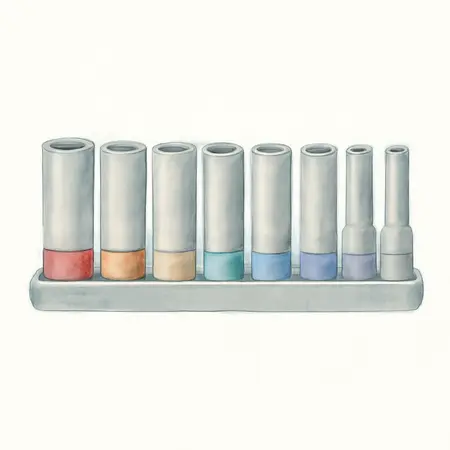 Water color illustrative image of a generic 1/2 in. Drive SAE Color Coded Deep Socket Set, 10 Piece