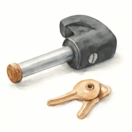 Water color illustrative image of a generic 1/2 in. Rotating Locking Hitch Pin with 2 Keys