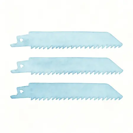 Water color illustrative image of a generic 12 in.  7-11 TPI Multi-Material, Demolition Reciprocating Saw Blades, 3-Pack