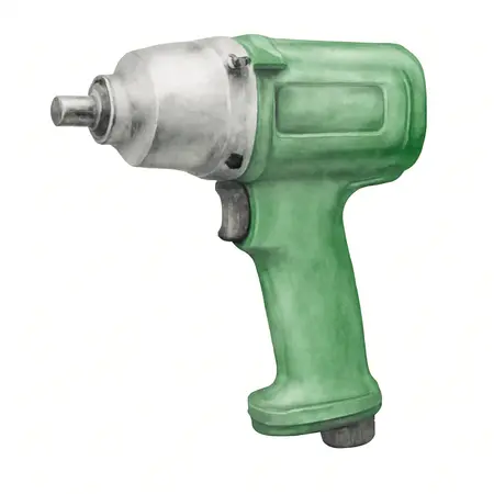 Water color illustrative image of a generic 1/2 in. Composite Air Impact Wrench, Twin Hammer, 1200 ft. lbs., Green