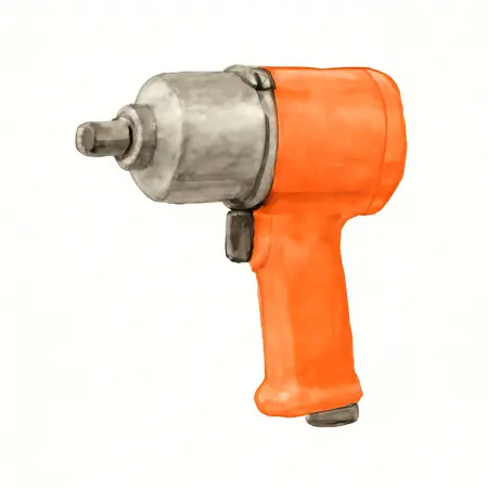 Water color illustrative image of a generic 1/2 in. Composite Air Impact Wrench, Twin Hammer, 1200 ft. lbs., Orange