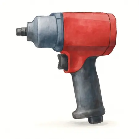 Water color illustrative image of a generic 1/2 in. Composite Air Impact Wrench, Twin Hammer, 1200 ft. lbs., Red