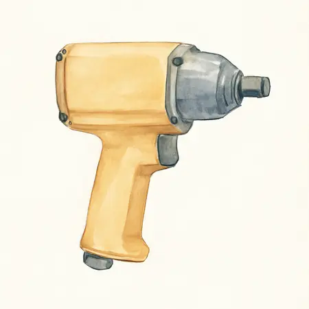 Water color illustrative image of a generic 1/2 in. Composite Air Impact Wrench, Twin Hammer, 1200 ft. lbs., Yellow