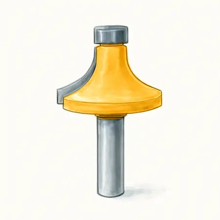 Water color illustrative image of a generic 1/2 in. Cove Router Bit with 1/4 in. Shank