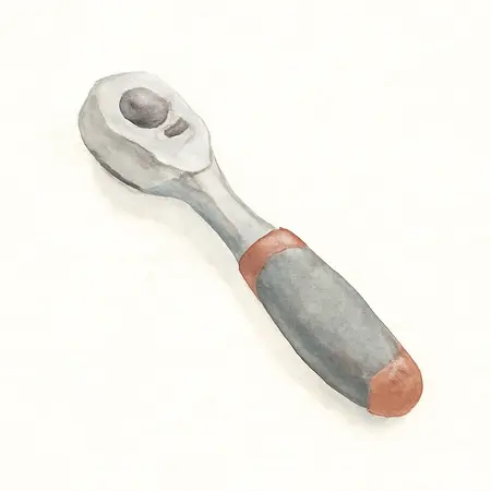 Water color illustrative image of a generic 1/2 in. Drive Low-Profile Ratchet with Soft Grip