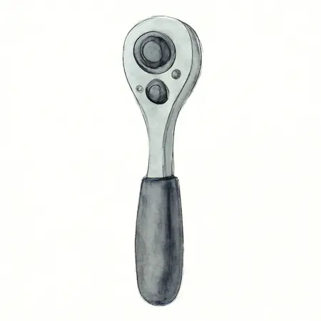 Water color illustrative image of a generic 1/2 in. Drive Teardrop Composite Ratchet