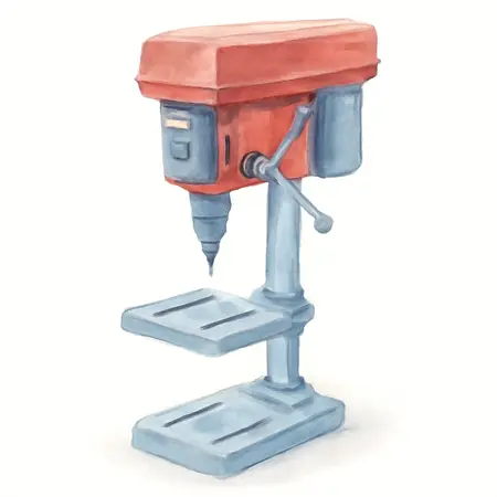 Water color illustrative image of a generic 12 in. Variable-Speed Drill Press with Laser Alignment