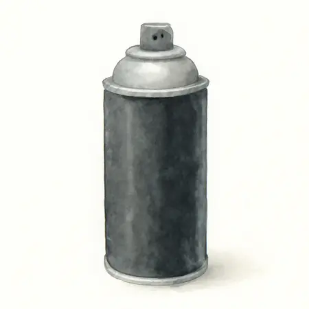 Water color illustrative image of a generic 12 oz. Flat Black Acrylic Enamel Spray Paint