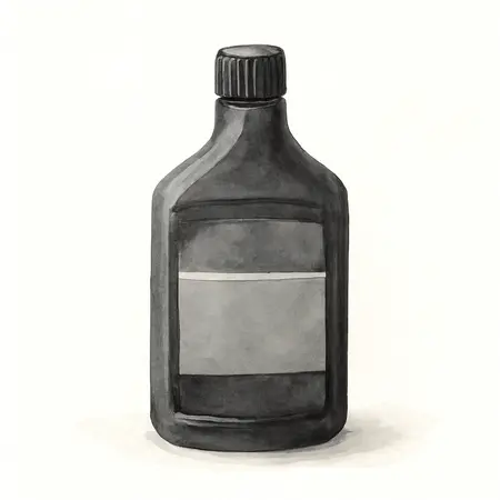 Water color illustrative image of a generic 12 oz. Ultimate Black Plastic Restorer