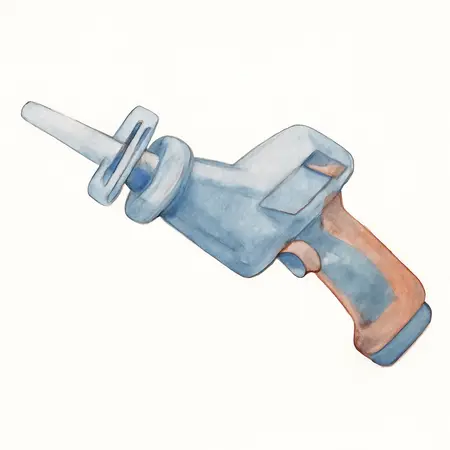 Water color illustrative image of a generic 12V Brushless Cordless Compact Reciprocating Saw – Tool Only