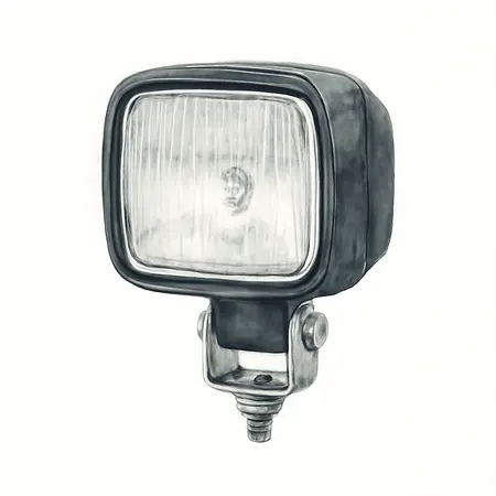 Water color illustrative image of a generic 12v Halogen Vehicle Work Light