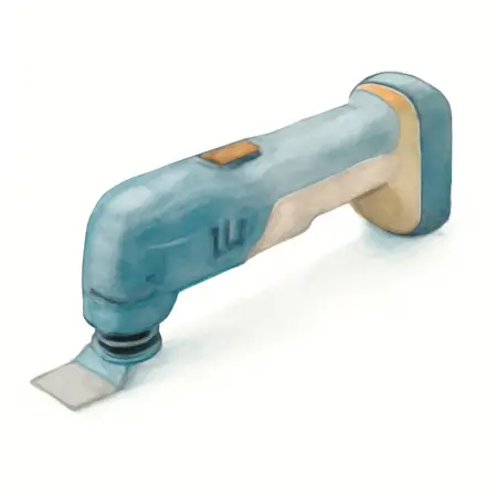 Water color illustrative image of a generic 12V Cordless Variable Speed Oscillating Multi-Tool Kit