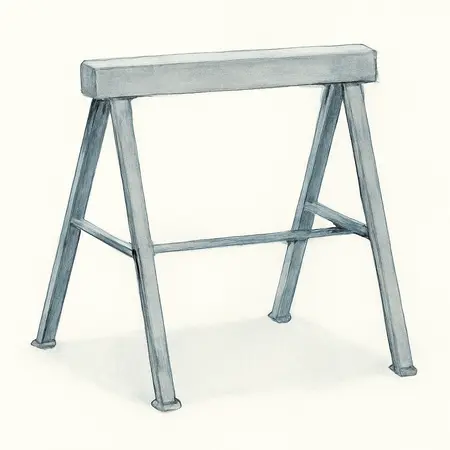 Water color illustrative image of a generic 32 in. Steel Adjustable Sawhorse, 1300 lb. Capacity