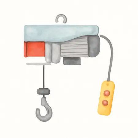 Water color illustrative image of a generic 1300 lb. Electric Hoist with Remote Control