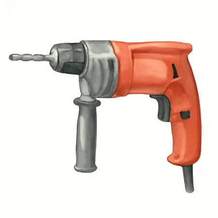 Water color illustrative image of a generic 13 Amp 2-Speed 1/2 in. Heavy Duty Right Angle Drill Kit