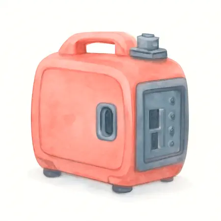 Water color illustrative image of a generic 1400 Watt Super Quiet Inverter Generator with CO SECURE