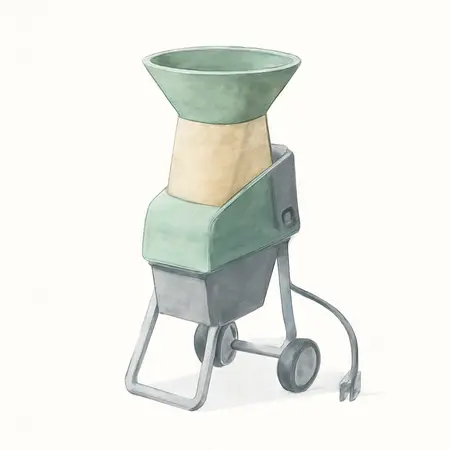 Water color illustrative image of a generic 14 Amp 1-1/2 in. Capacity Corded Electric Chipper Shredder