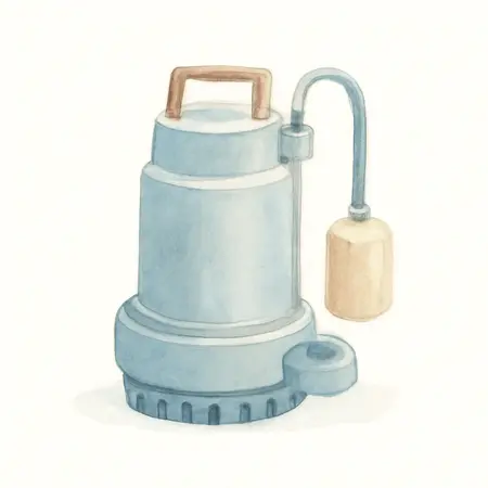 Water color illustrative image of a generic 1/4 HP Submersible Sump Pump 3000 GPH