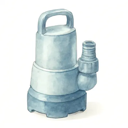 Water color illustrative image of a generic 1/4  HP Worry-Free Automatic Submersible Utility Pump