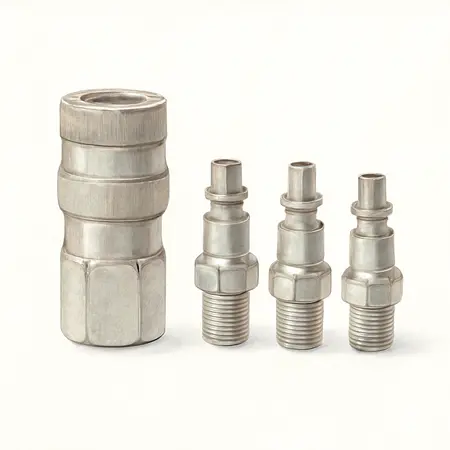 Water color illustrative image of a generic 1/4 In. x 3/8 In. Automotive Series Coupler and Plug Kit 4 Pc