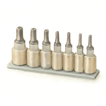 Water color illustrative image of a generic 1/4 in., 3/8 in. Drive Impact E-TORX Socket Set, 7 Piece