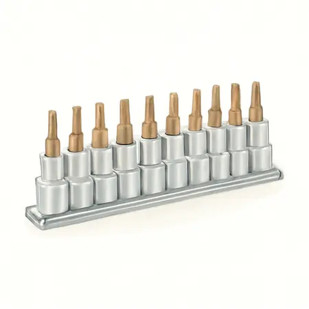 Water color illustrative image of a generic 1/4 in.  & 3/8 in. Drive Star Bit Socket Set, 17 Piece