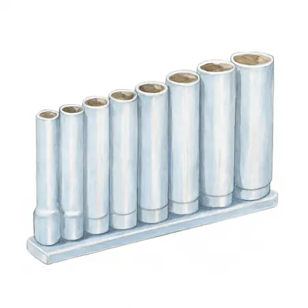 Water color illustrative image of a generic 1/4 in. Drive Metric Chrome Deep Socket Set, 10 Pc.
