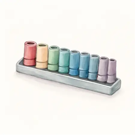 Water color illustrative image of a generic 1/4 in. Drive Metric Color Coded Socket Set, 10 Piece