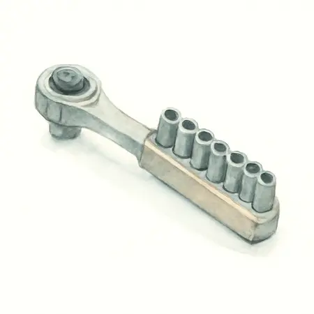 Water color illustrative image of a generic 1/4 in. Drive Metric Finger Ratchet Set, 18 Piece