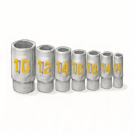 Water color illustrative image of a generic 1/4 in. Drive Metric High Visibility Socket Set, 10 Piece