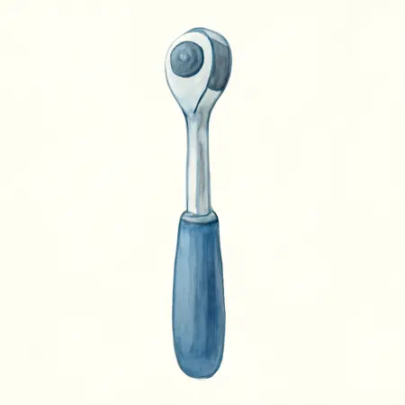 Water color illustrative image of a generic 1/4 in. Drive Professional Flex Head Ratchet with Comfort Grip
