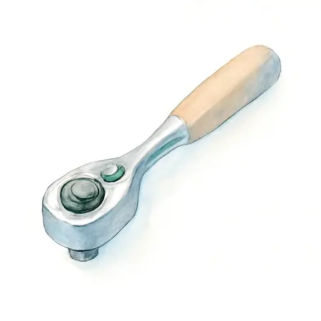 Water color illustrative image of a generic 1/4 in. Drive Professional Low-Profile Ratchet