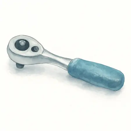 Water color illustrative image of a generic 1/4 in. Drive Professional Low-Profile Ratchet with Comfort Grip