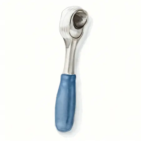 Water color illustrative image of a generic 1/4 in. Drive Professional Swivel Head Ratchet with Comfort Grip