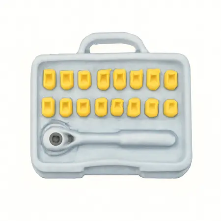 Water color illustrative image of a generic 1/4 in. Drive SAE & Metric High Visibility Socket Set, 21 Piece