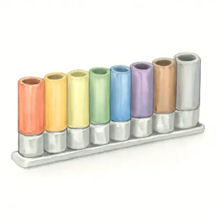 Water color illustrative image of a generic 1/4 in. Drive SAE Color Coded Socket Set, 10 Piece