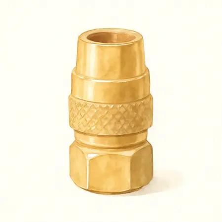 Water color illustrative image of a generic 1/4 in. Female Brass Industrial Coupler