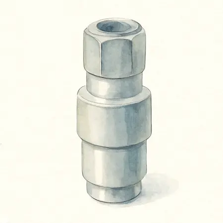 Water color illustrative image of a generic 1/4 in. Female Steel Industrial Coupler