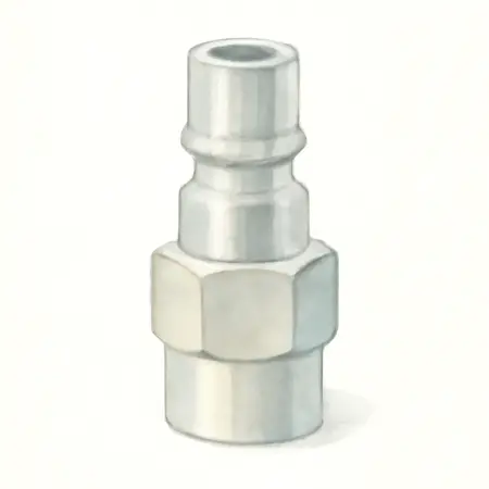 Water color illustrative image of a generic 1/4 in. Female Steel Industrial Plug