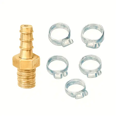 Water color illustrative image of a generic 1/4 in. I.D. Air Hose Repair Kit, 7 Pc.