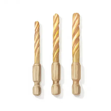 Water color illustrative image of a generic 1/4 in. Impact Rated Hex Shank Titanium Drill Bit Set, 3 Piece