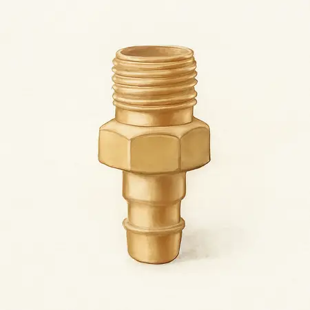 Water color illustrative image of a generic 1/4 in. Male Brass Industrial Plug