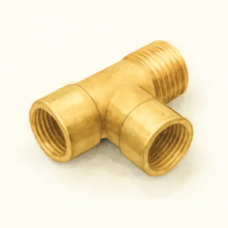 Water color illustrative image of a generic 1/4 in. NPT Brass T-Connector